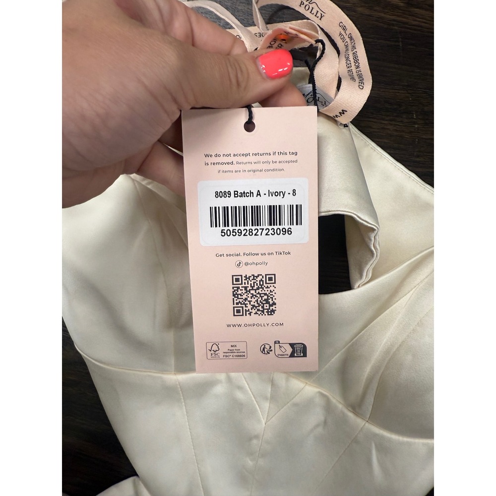Oh Polly Ivory Satin Cut-Out Mini Dress (NWT) - Picture 3 of 5